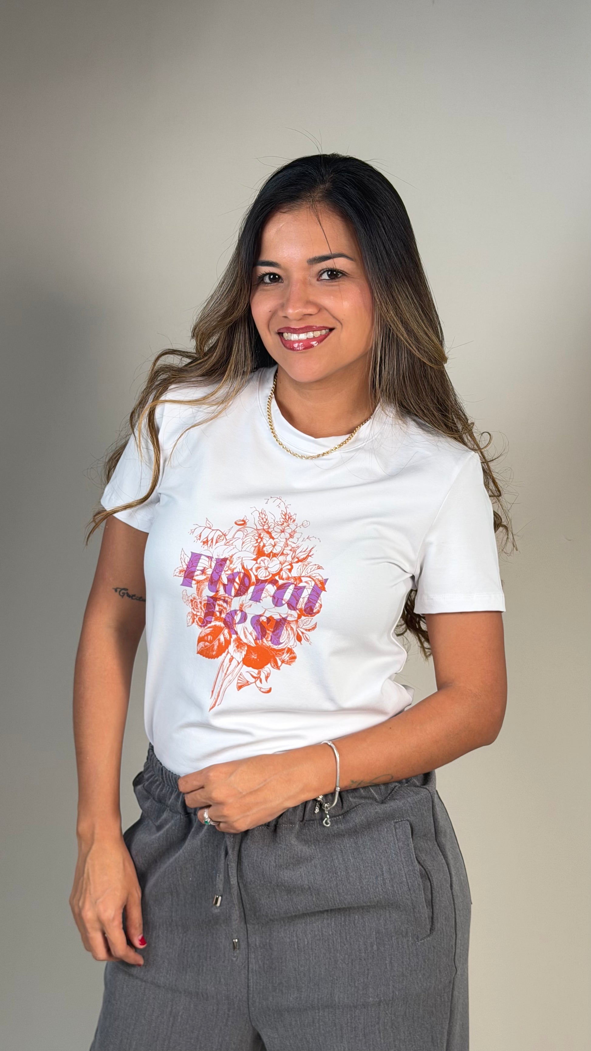 T-SHIRT FLORAT BLANCA