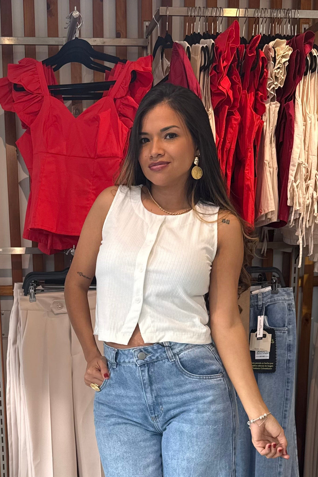 Blusa Flor Rib Marfil