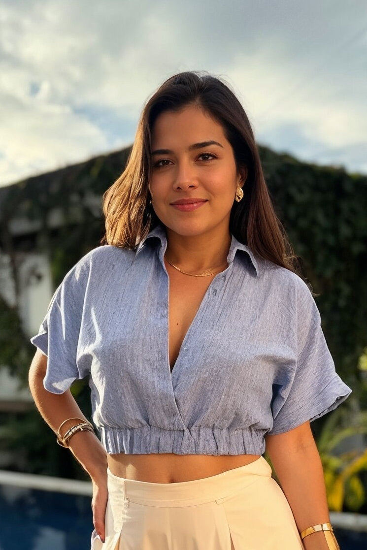 Blusa Lorena azul rayas